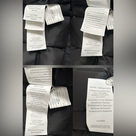 DANIER Down Filled Leather Accent Bomber w Detachable Coyote Fur Hood Trim - Picture 13 of 17